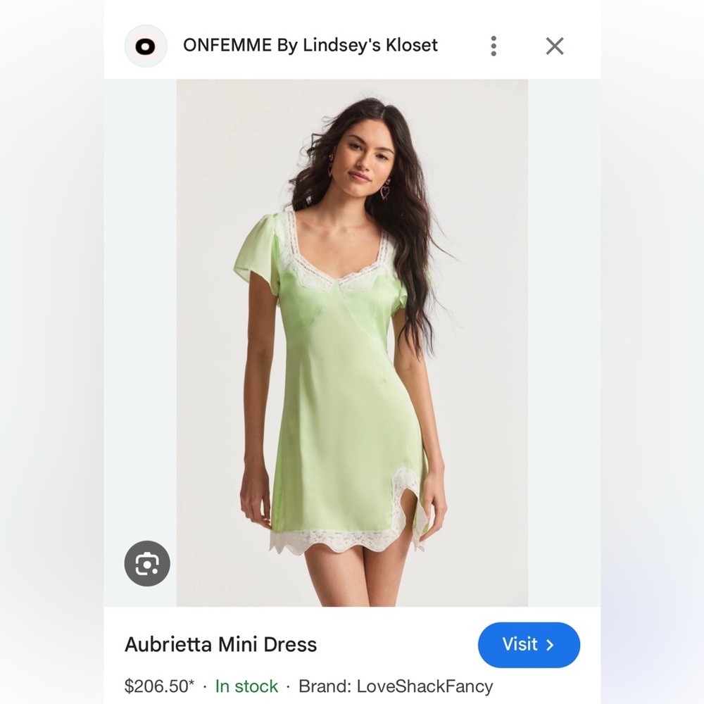 Lime Green Lace Trim Women's Loveshackfancy | Aubrietta Mini Dress | Green